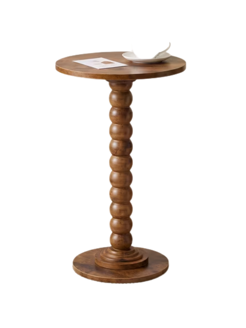 Round Side Table With Solid Wood Spindle
