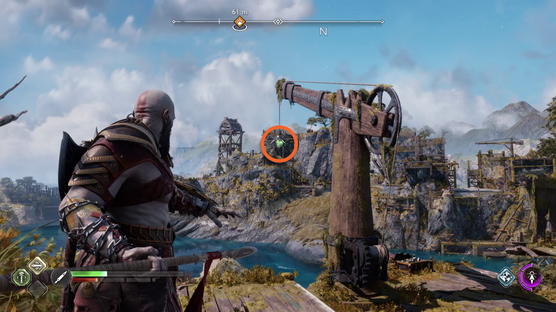 God of War Ragnarok Svartalfheim raven sitting on a crane in Radsvinn's Rig