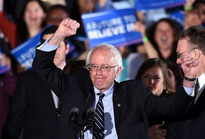 Bernie Sanders speaks after winning New Hampshire.