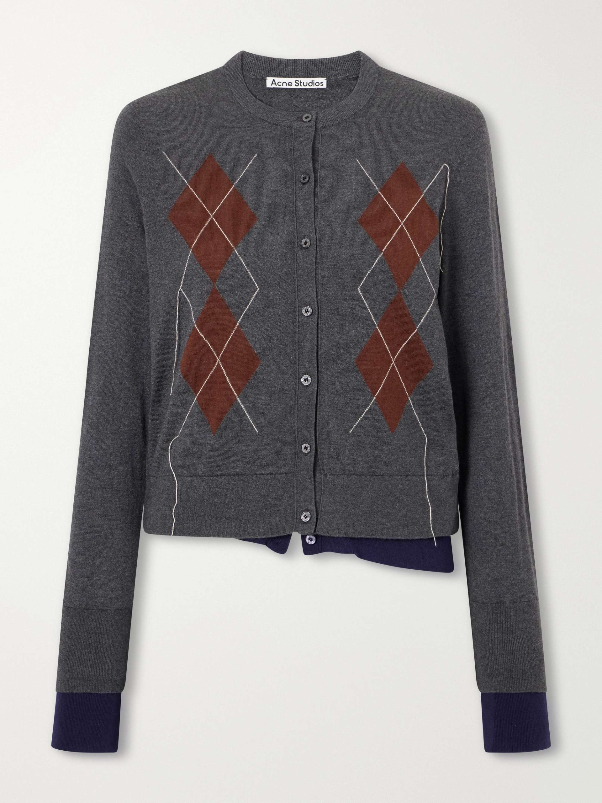 Argyle Silk, Wool and Cashmere-Blend Cardigan