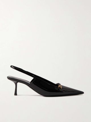 Carine Embellished Patent-Leather Slingback Pumps