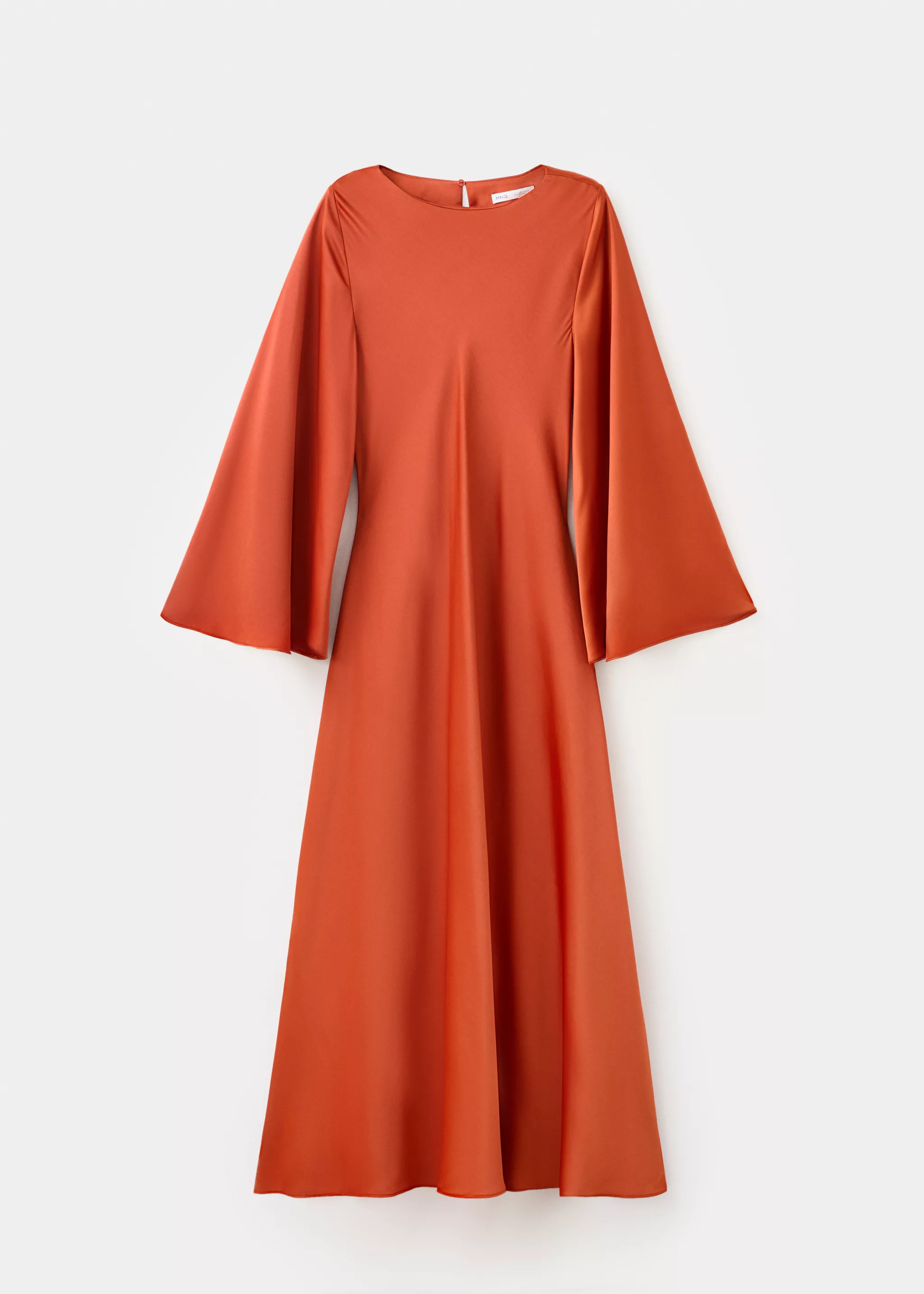 MANGO, Flared-Sleeve Satin Dress
