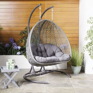 aldi hanging grey coloured egg chair