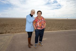 Susan Calman’s Grand Week by the Sea series 2 on Channel 5 sees Susan meeting celebrities, such as Debbie McGee, by the beach.
