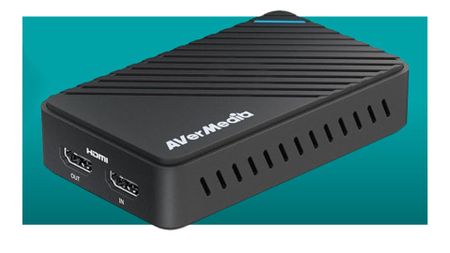 Avermedia Live Gamer Ultra S capture card on a blue background