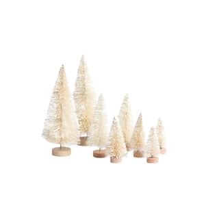 Artificial Mini Christmas Trees in off-white with sparkles