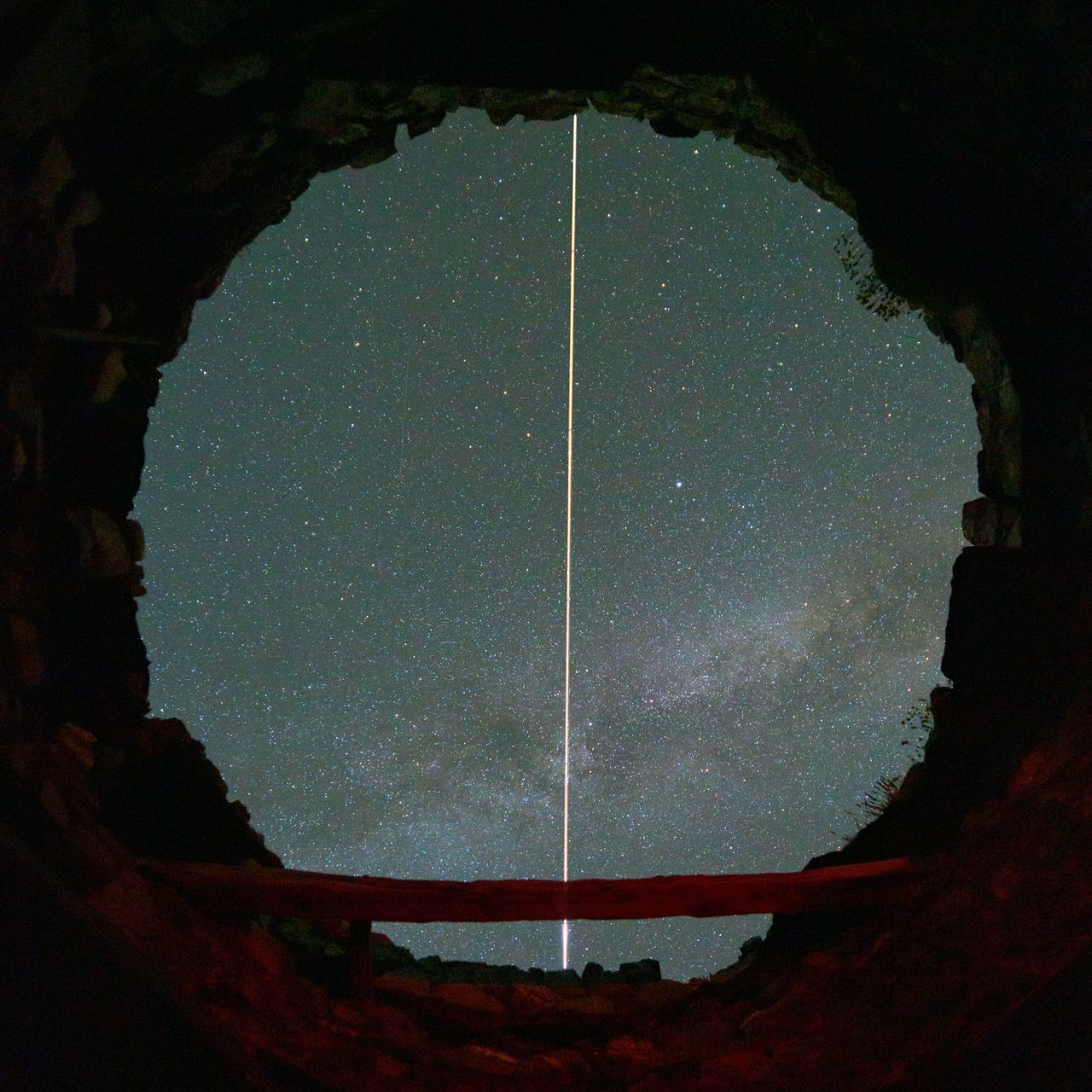 Completed image stack of ISS night sky shot