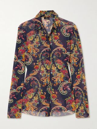 Paisley-Print Chiffon Shirt