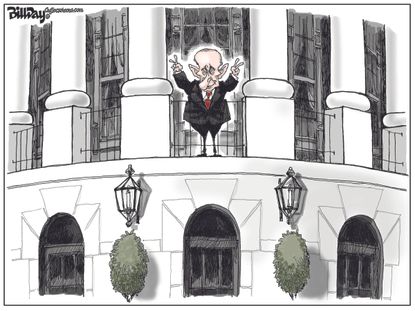 Political cartoon U.S. Trump Putin Russia investigation White House