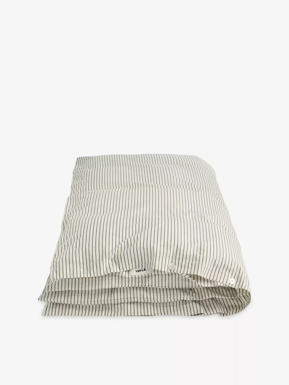 Percale Striped Super-King Cotton Duvet Cover