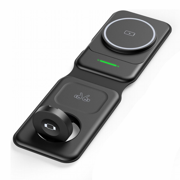 Iniu WI-222 3-in-1 Foldable Magnetic Charger against white background.