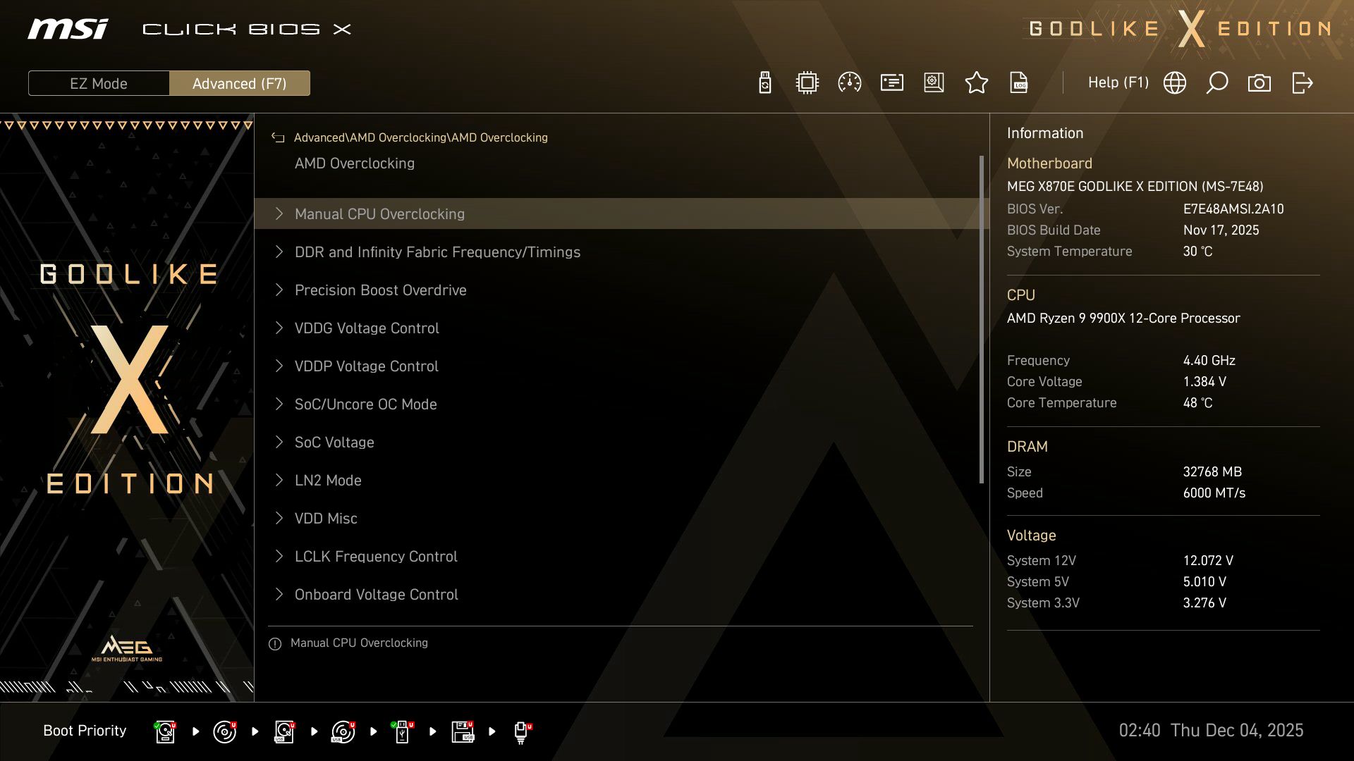 MSI X870E Godlike X - BIOS