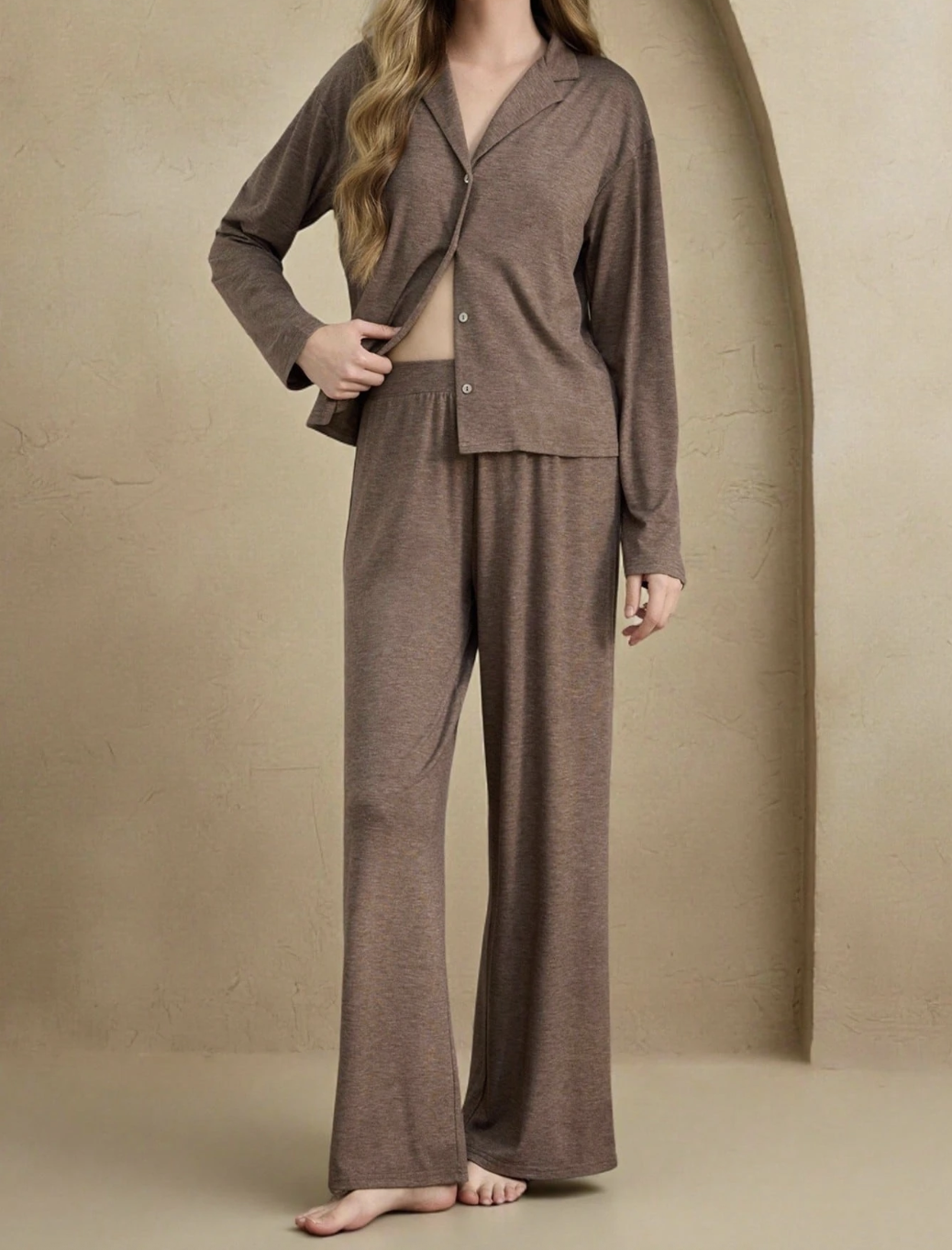 Anewsta, Lapel Collar Button Front PJ Set