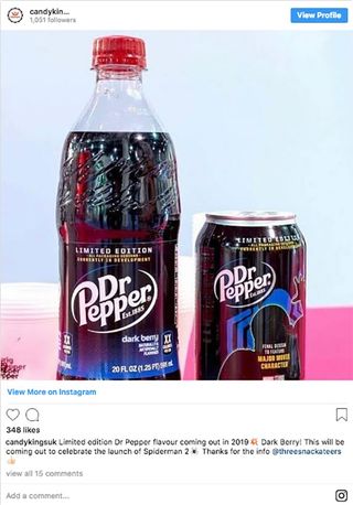 A limited edition Dr Pepper with a silhouette that looks like Mysterio