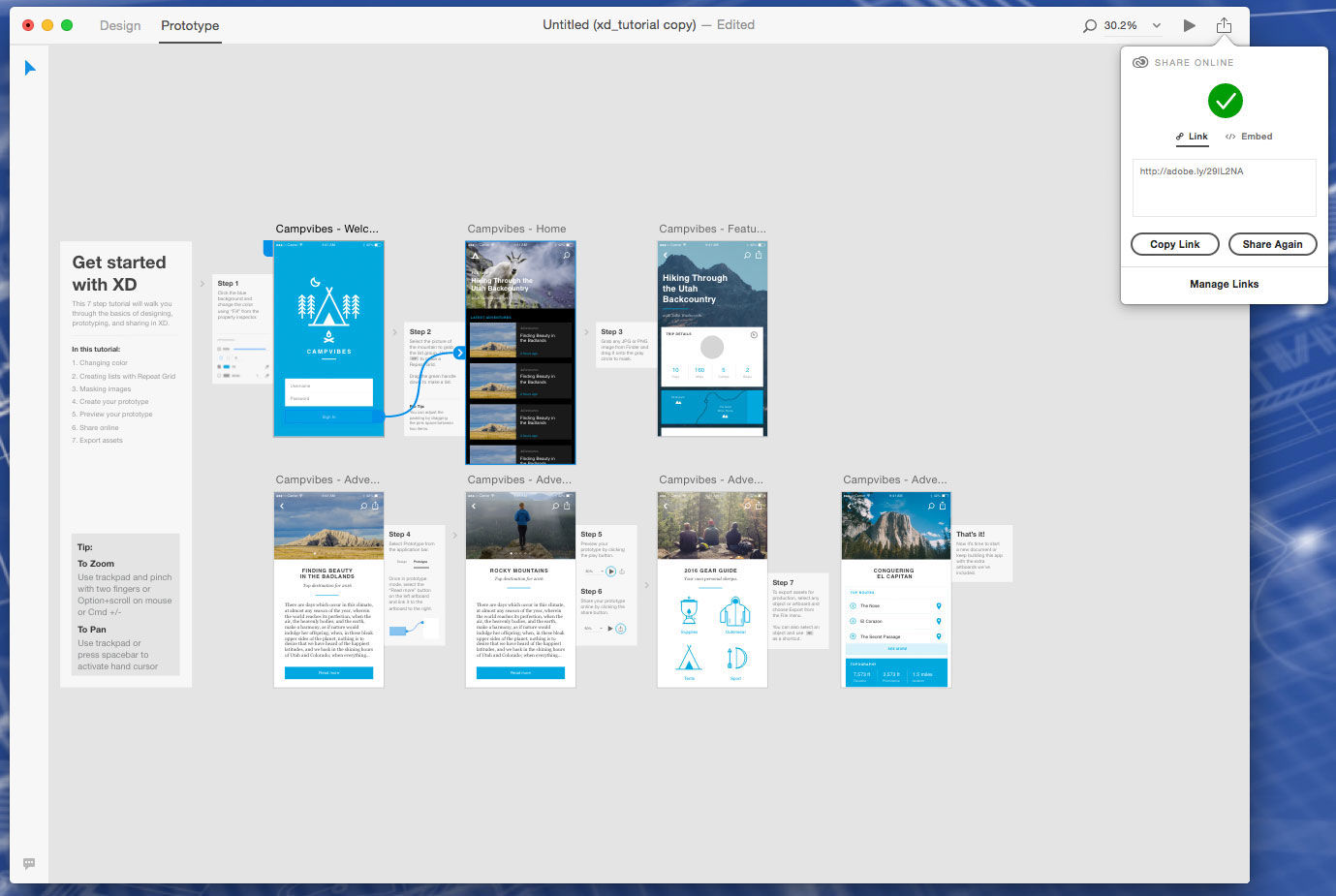 Publish to share online by simply clicking share online in the upper right corner of the screen