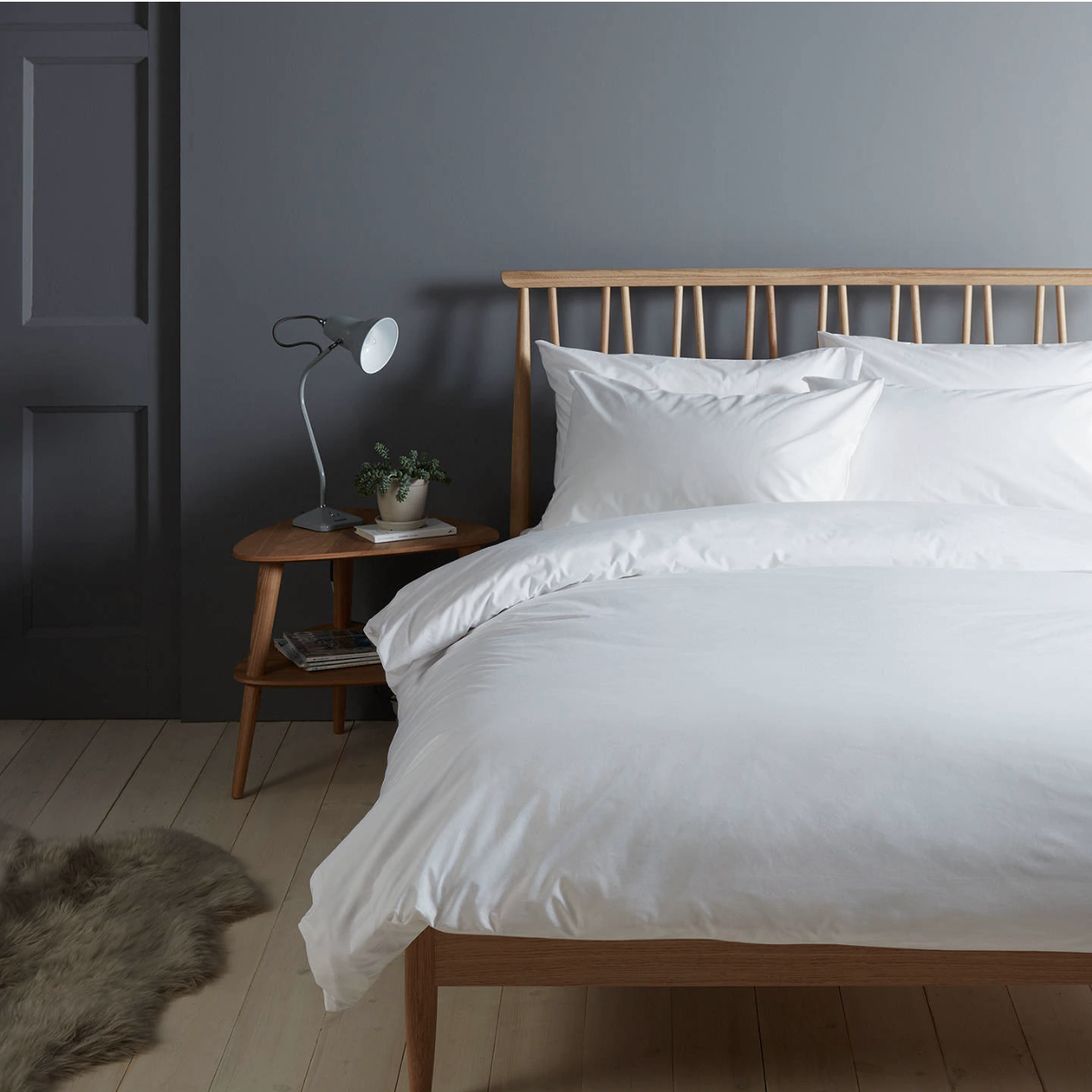 Bedroom with white bedding from John Lewis 