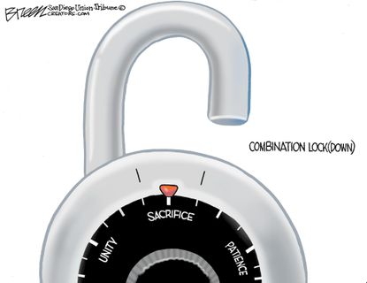 Editorial Cartoon U.S. coronavirus lockdown sacrifice