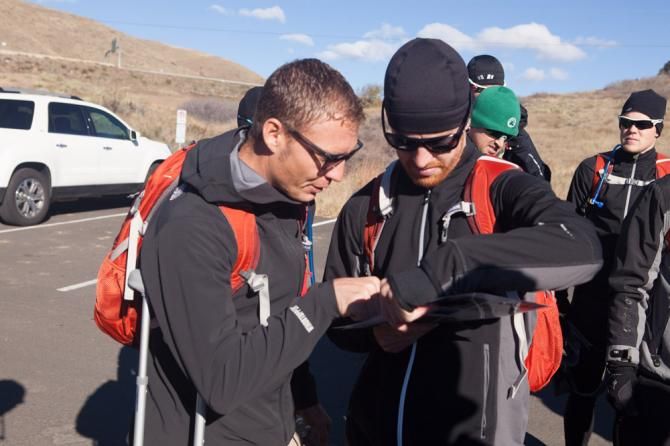 Garmin-Sharp veteran Tyler Farrar on map detail at the team's recent Boulder mini-camp
