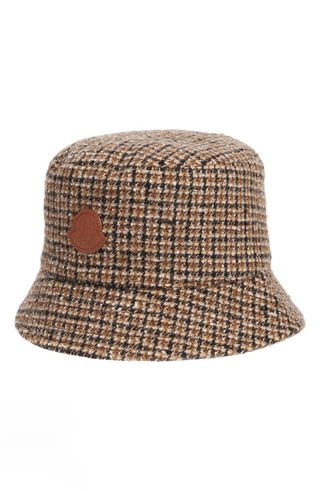 Houndstooth Wool Blend Bucket Hat