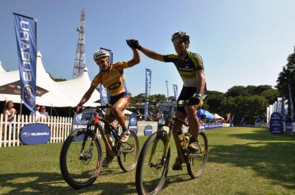 Kevin Evans and Alban Lakata won the Subaru Sani2c race.