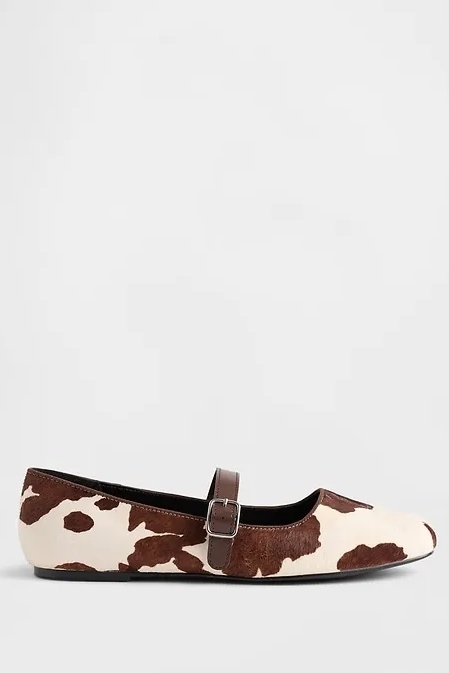Gap, Cow Print Calf Hair Ballet Flats