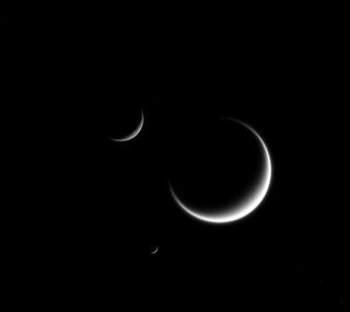 Triple Crescents of Saturn's Moons