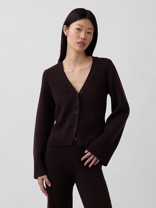 Cotton-Blend Relaxed V-Neck Cardigan Sweater