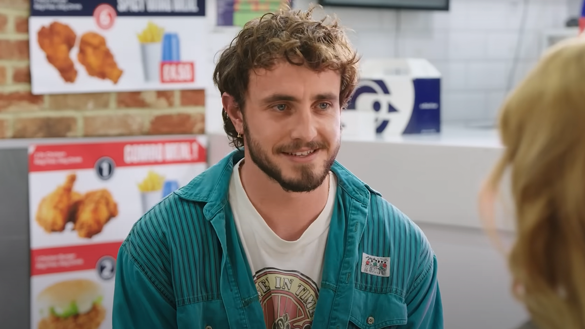 Paul Mescal is interviewed in a chicken shop in London as a part of Amelia Dimoldenberg&#039;s Chicken Shop Date web series