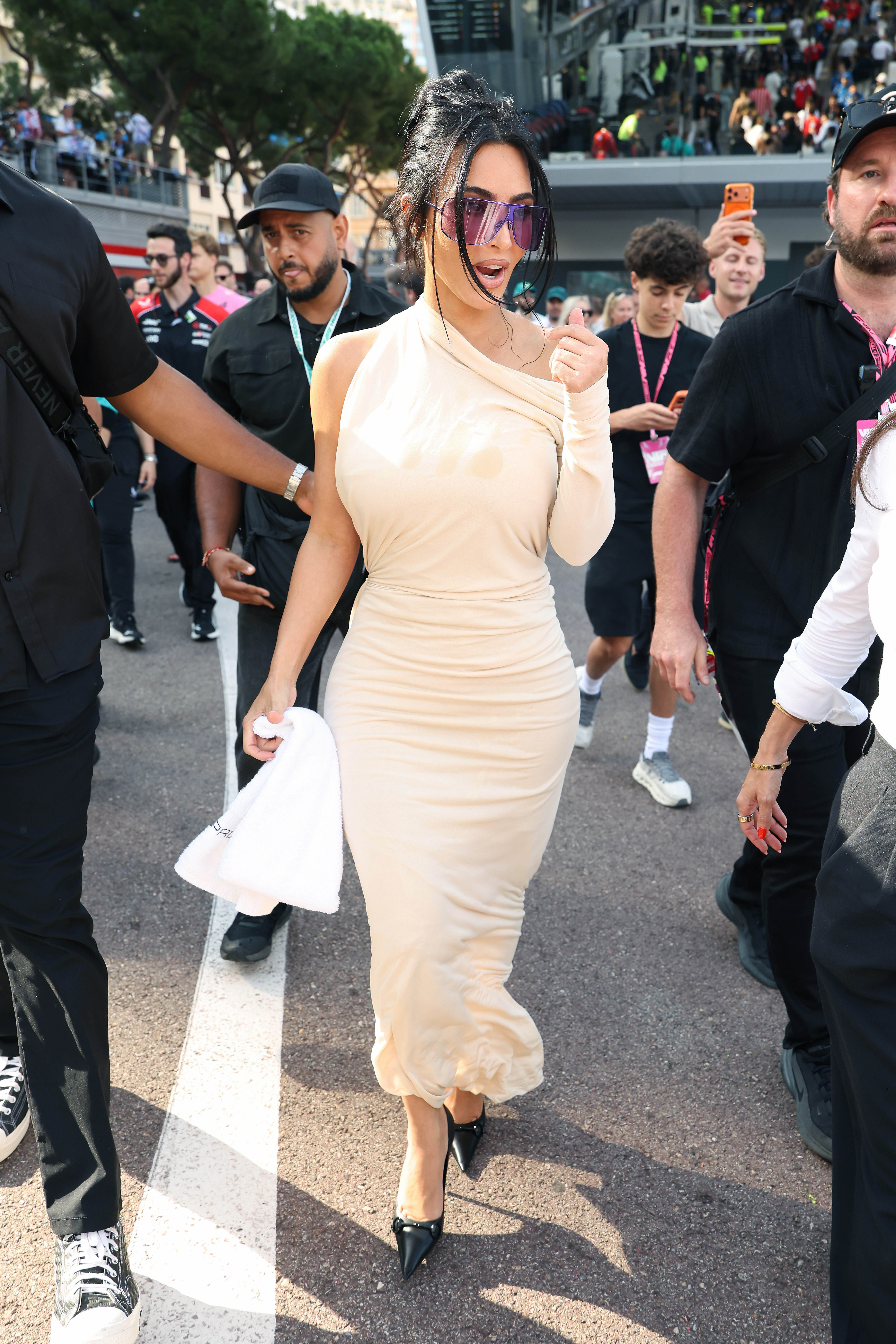 MONTE-CARLO, MONACO - JUNE 07: Kim Kardashian is seen During the F1 Grand Prix of Monaco at Circuit de Monaco on June 07, 2026 in Monte-Carlo, Monaco. (Photo by Pascal Le Segretain/WireImage)