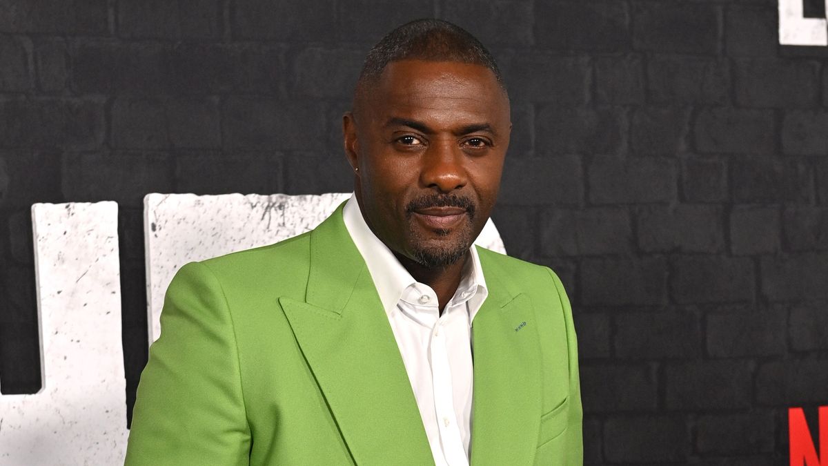 Idris Elba at the premiere of &quot;Luther: The Fallen Sun&quot;wearing lime green jacket