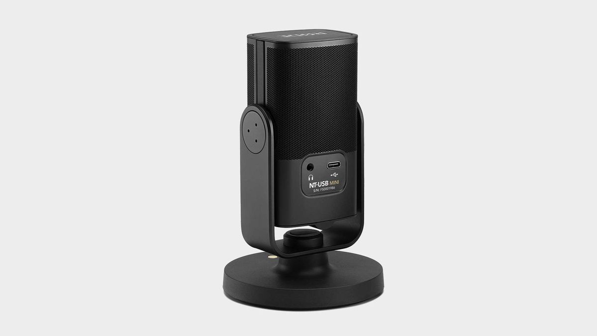 The Rode NT USB mini from various angles on grey