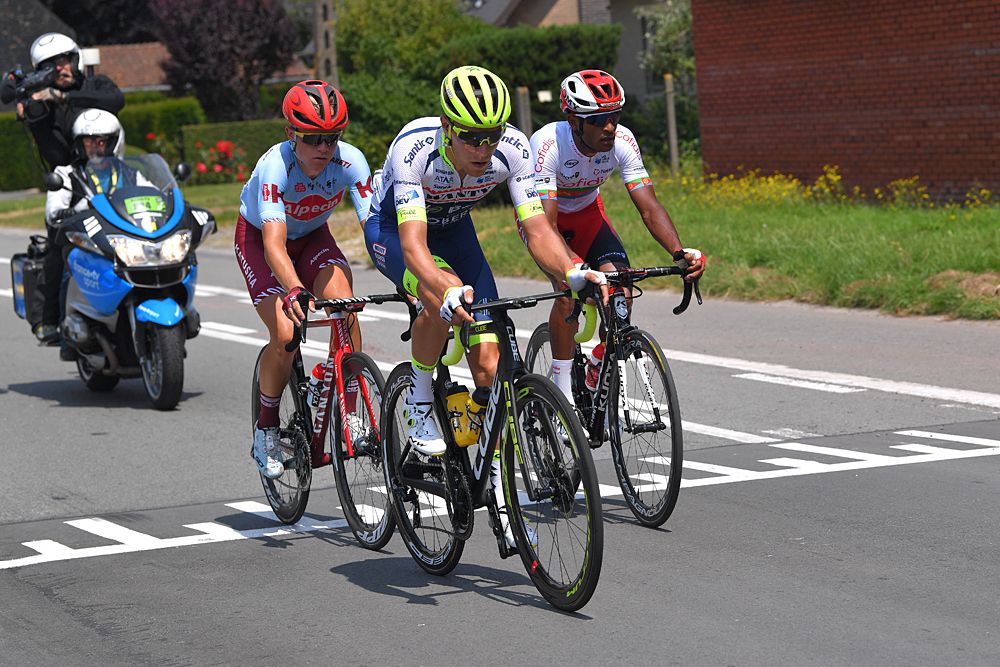 Xandro Meurisse, Mads Wurtz Schmid, Natnael Berhane stage 1 at the Tour de France