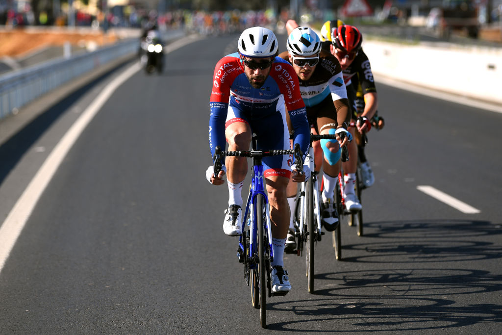 IZNJAR SPAIN FEBRUARY 20 Jrme Cousin of France and Team Total Direct Energie Alexis Gougeard of France and Team Ag2R La Mondiale Taco Van Der Hoorn of The Netherlands and Team JumboVisma Matthew Holmes of The United Kingdom and Team Lotto Soudal during the 66th Vuelta a Andaluca Ruta del Sol 2020 Stage 2 a 1981km stage from Sevilla to Iznjar 527m VCANDALUCIA UCIProSeries on February 20 2020 in Iznjar Spain Photo by David RamosGetty Images