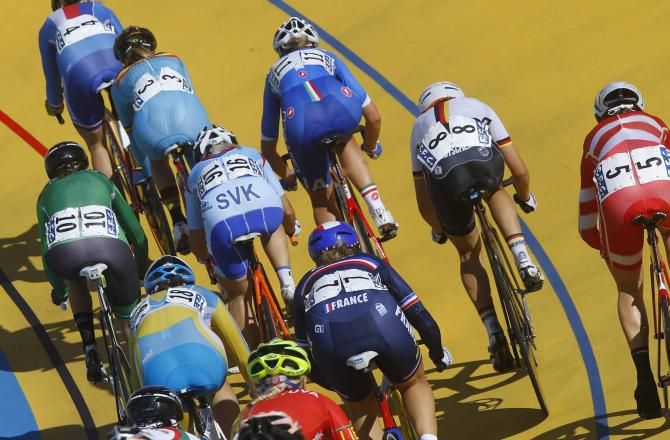The women's scratch race at the European Track Championships.