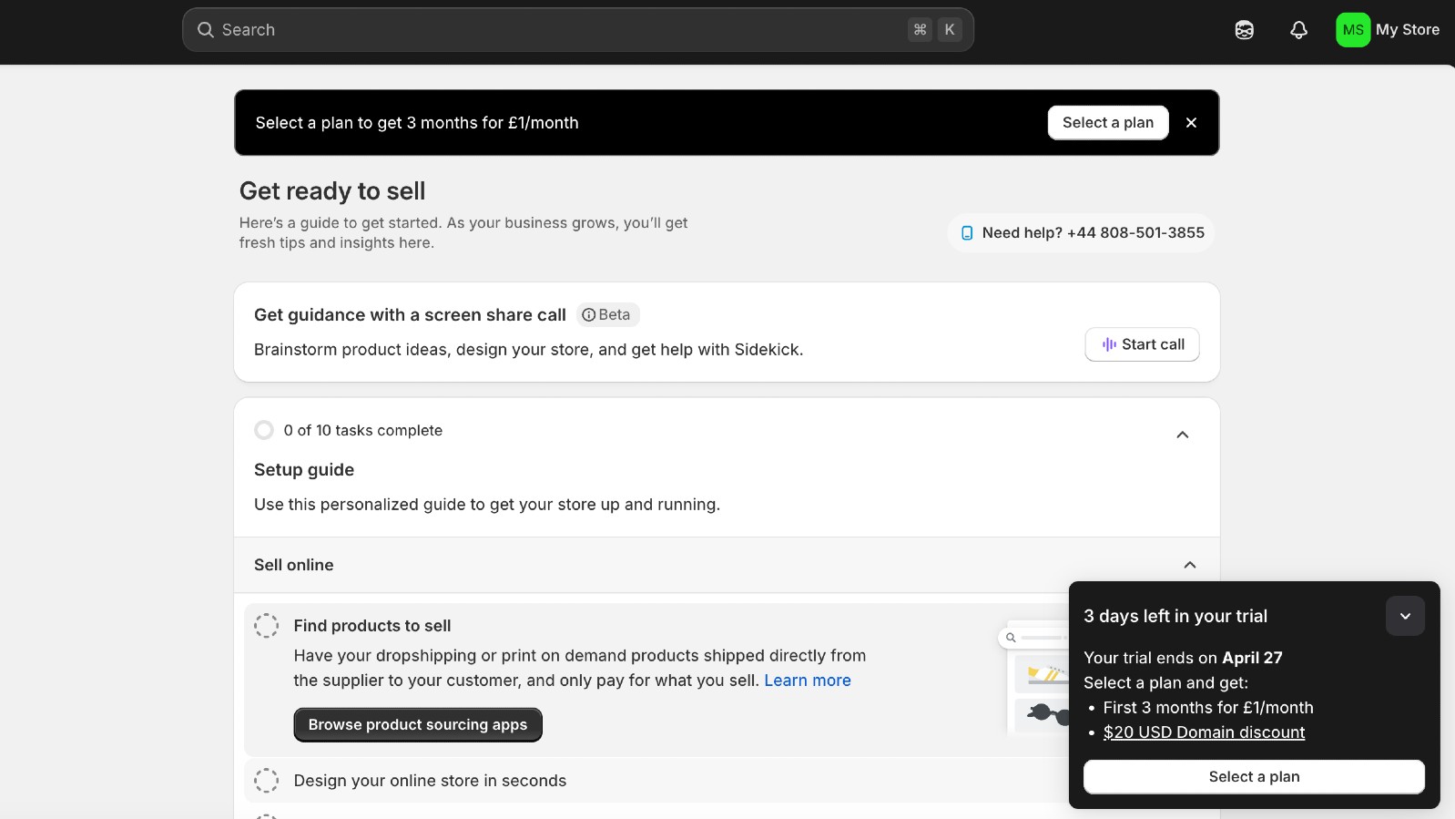 Screenshot of Shopify interface