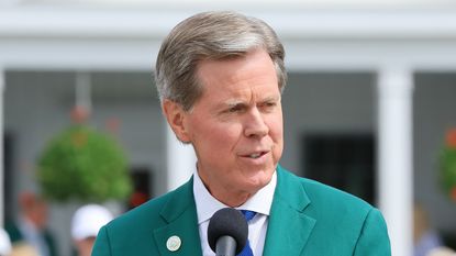 Fred Ridley addresses the media at Augusta National
