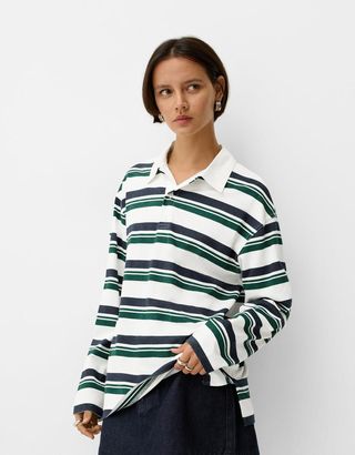 Long Sleeve Polo Collar Top