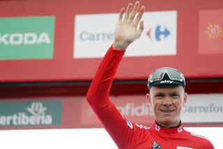 Chris Froome on the podium after the 11th stage of the Vuelta a España