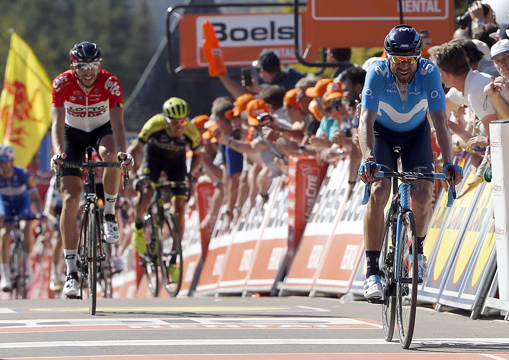 Alejandro Valverde (Movistar) finishes second at Fleche Wallonne