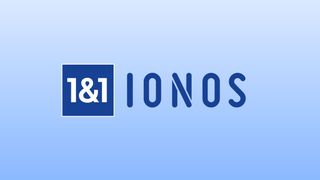 Best website builder services: IONOS logo on a blue background