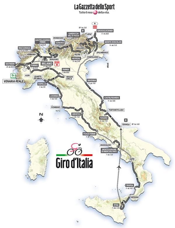 2011 Giro d'Italia race map