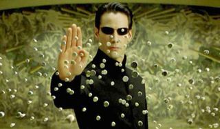 The Matrix Reloaded Neo bullet freeze