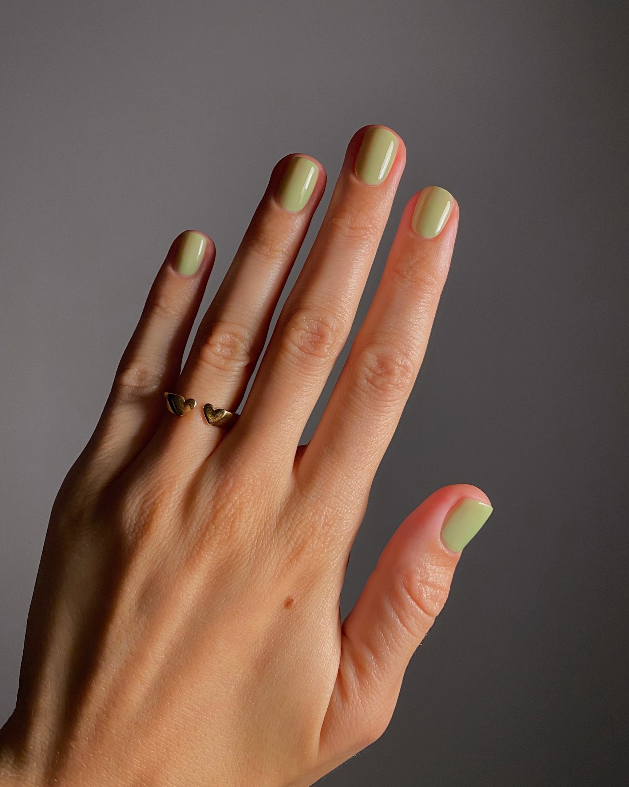 @matejanova wearing Manucurist milky matcha nail polish