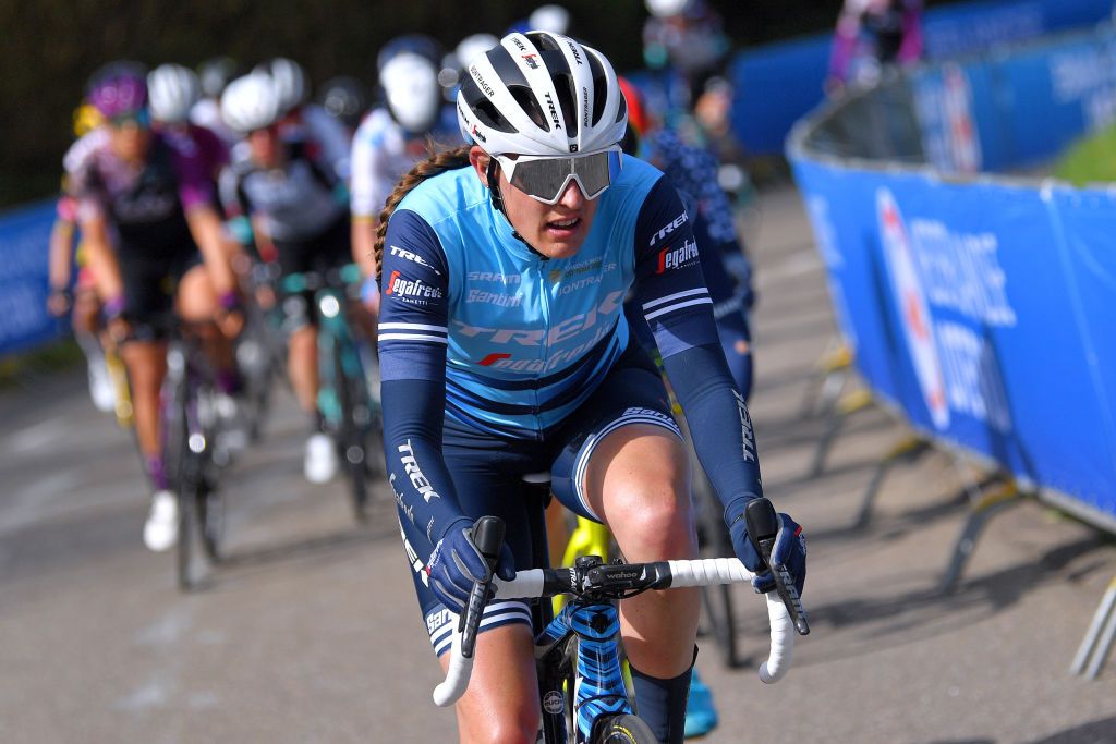 BERG NETHERLANDS APRIL 18 Lucinda Brand of Netherlands and Team Trek Segafredo during the 7th Amstel Gold Race 2021 Womens Elite a 1163km race from Valkenburg to Berg en Terblijt Amstelgoldrace amstelgoldrace UCIWWT on April 18 2021 in Berg Netherlands Photo by Luc ClaessenGetty Images