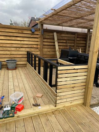 Outdoor kitchen: a progress shot of the kitchen