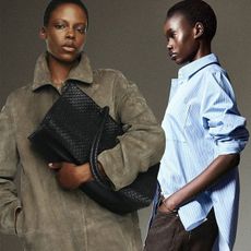 A collage of two women wearing cos's new pre-fall collection.