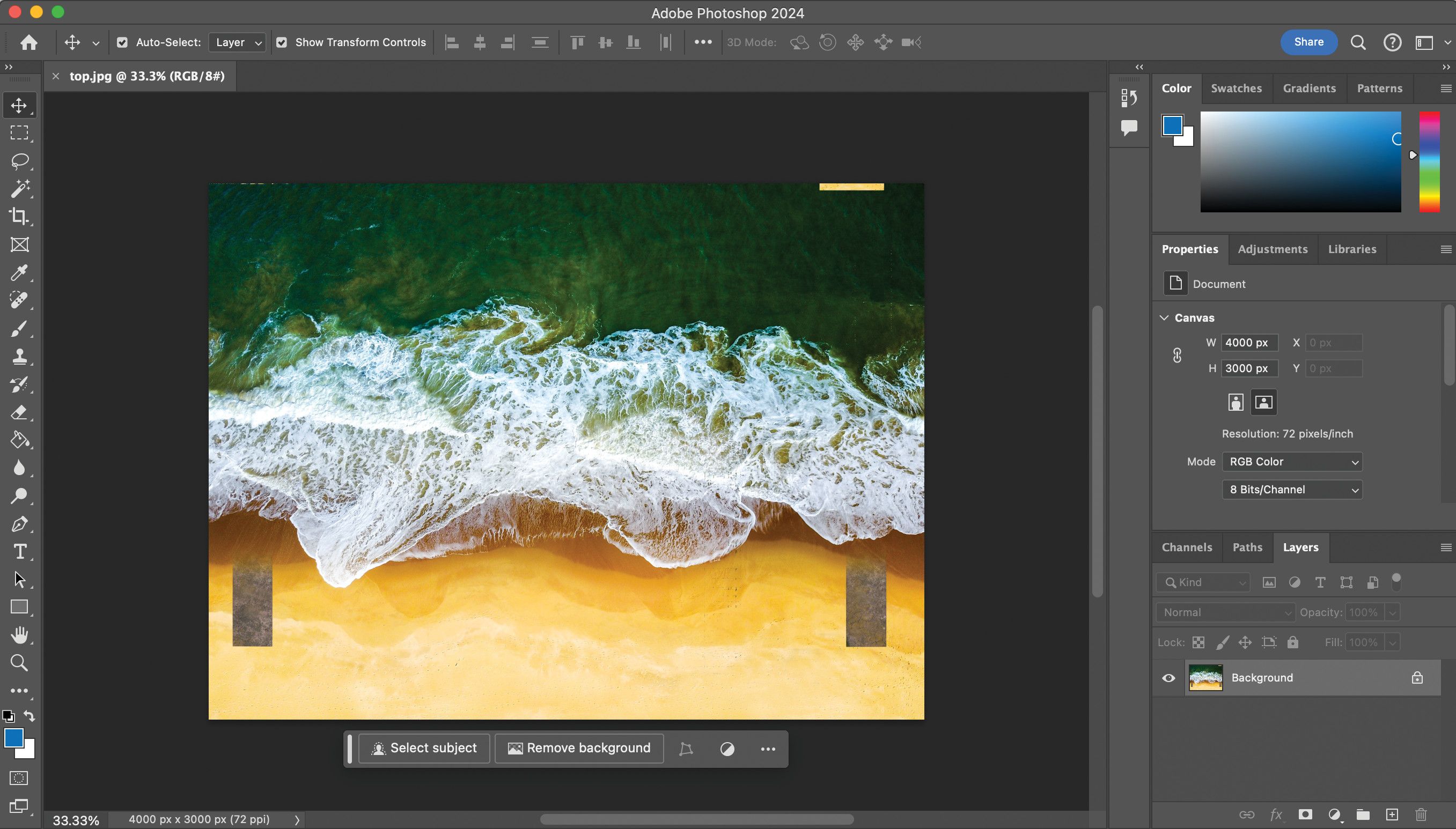 Using Photoshop to create a tranquil ocean scene