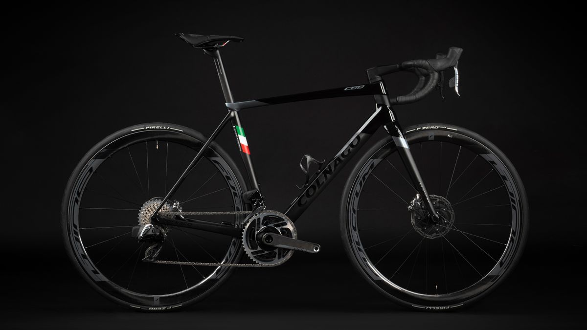 A Colnago C68 on a black background