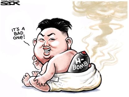 Political cartoon World North Korea H Bomb