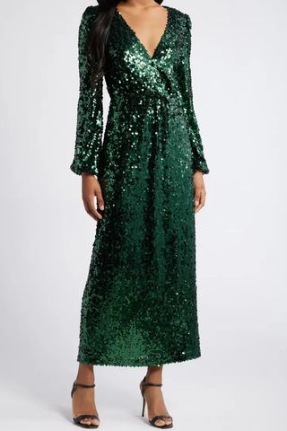 WAYF Green Sequin Gown